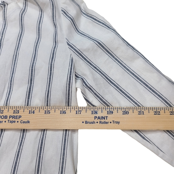 DREW Cotton / Linen Raw Edge Hem Striped Summer Casual Blazer - Picture 3 of 10